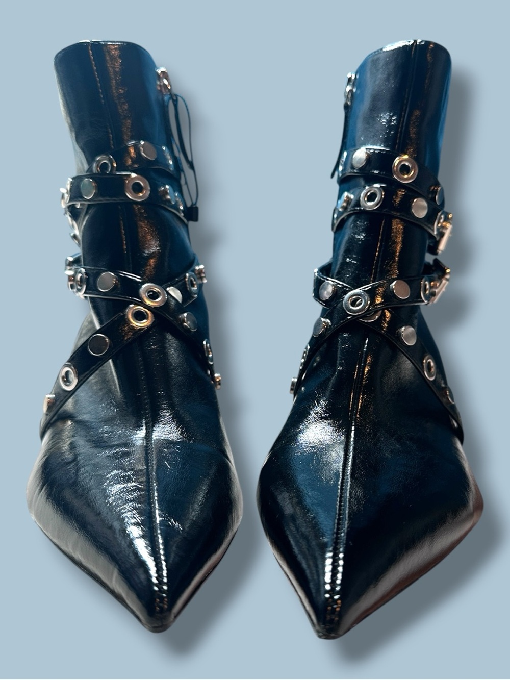 Never Worn Zara Metal Wrap Buckle Trim Heeled Booties. Size 8 - Picture 9 of 11